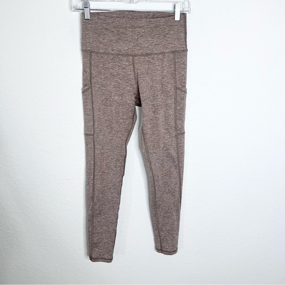 Aerie Leggings Women Medium The Hugger Pockets Mauve Taupe American Eagle B12 - Picture 1 of 8